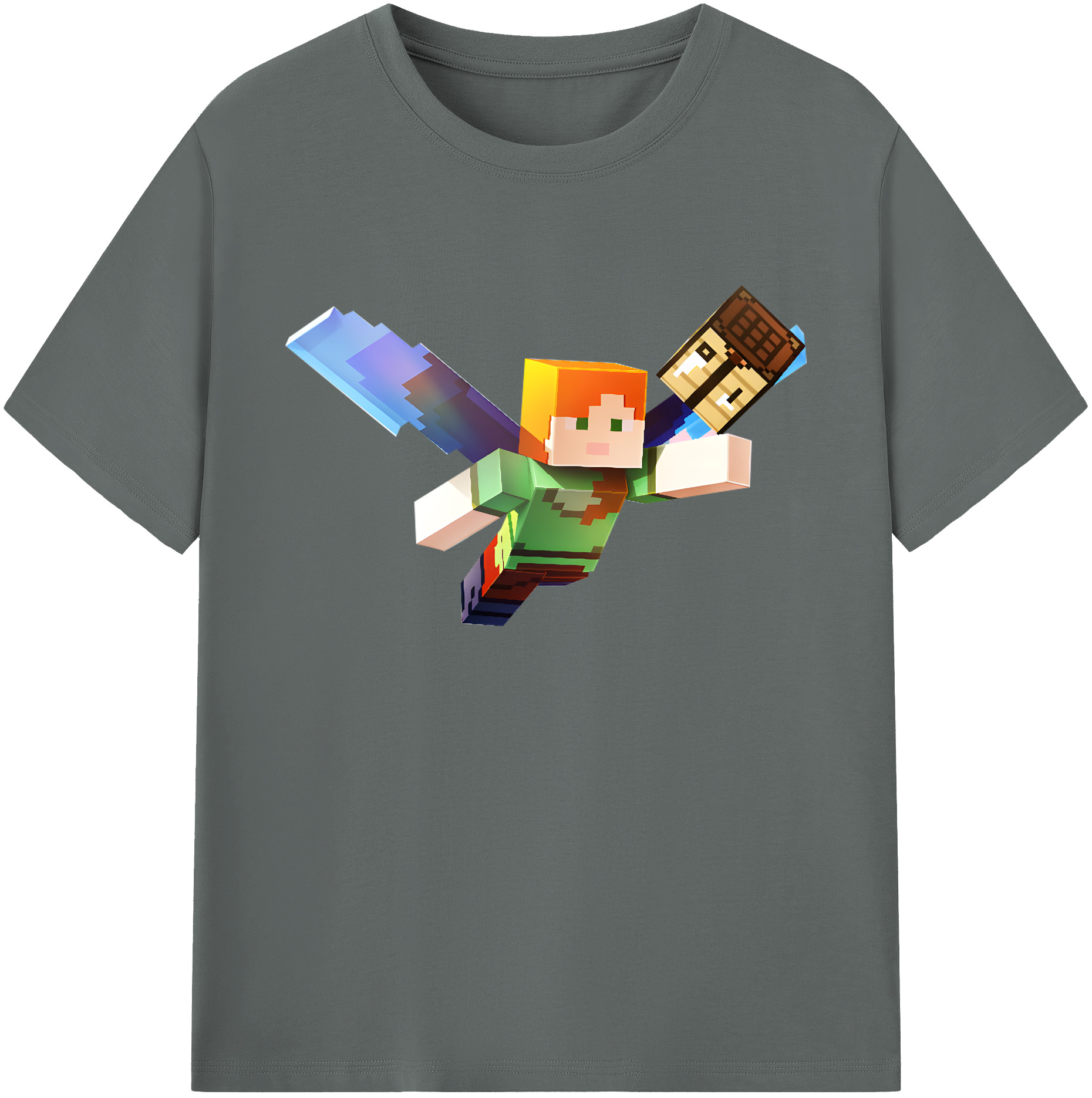 （画像用） マインクラフト ブロックの世界 Minecraft MC Block world 綿100％ メンズ半袖Tシャツ｜肌触りやわらか＆通気性